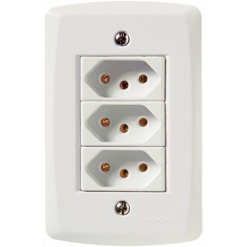CJ TOMADA TRIPLA 10A BRANCO 4X2 - TRAMONTINA LUX2