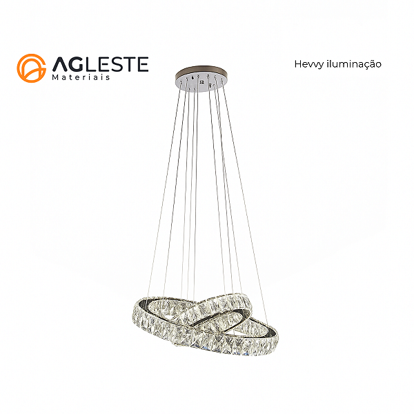 PENDENTE ALLIANCE CRISTAL 2 ARGOLAS 54W - 4000K LED INTEGRADO - HEVVY