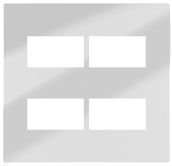 PLACA P/ 4 MODULOS COM SUPORTE 4X4 - RECTA ESPELHADA GLOSS