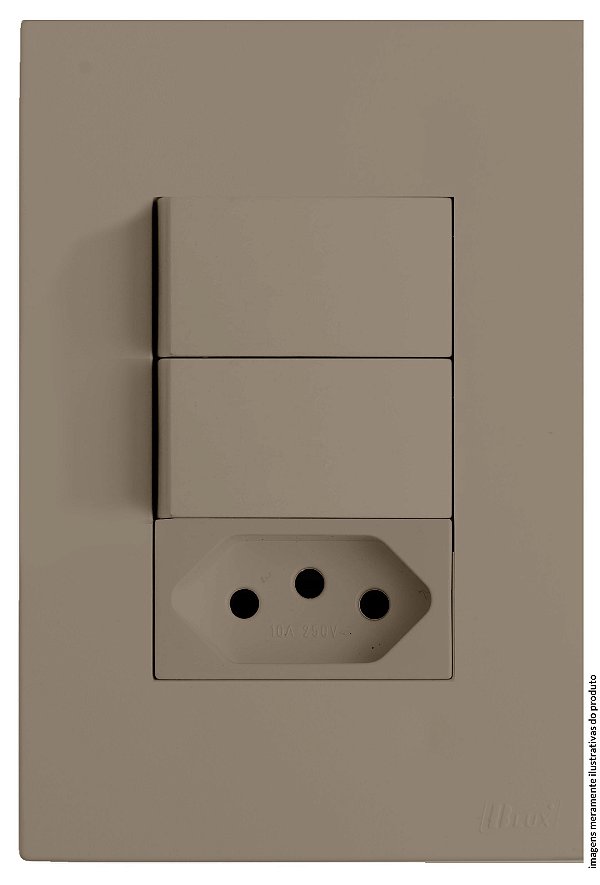 CJ INTERRUPTOR DUPLO SIMPLES + TOMADA 10A 4X2 - RECTA FENDI FOSCO