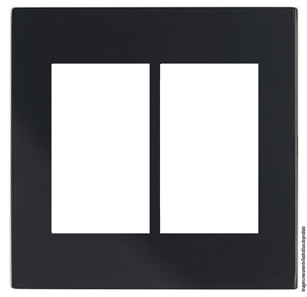 PLACA P/ 6 MODULOS COM SUPORTE 4X4 -  RECTA BLACK SATIN FOSCO