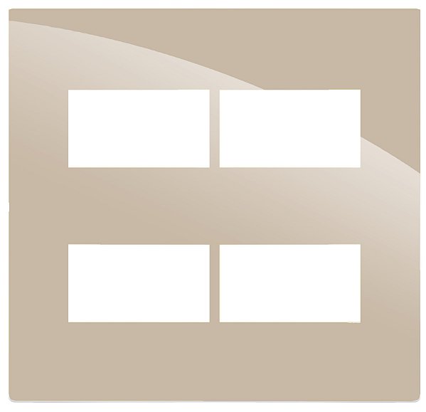 PLACA P/ 4 MODULOS COM SUPORTE 4X4 - RECTA AREIA GLOSS