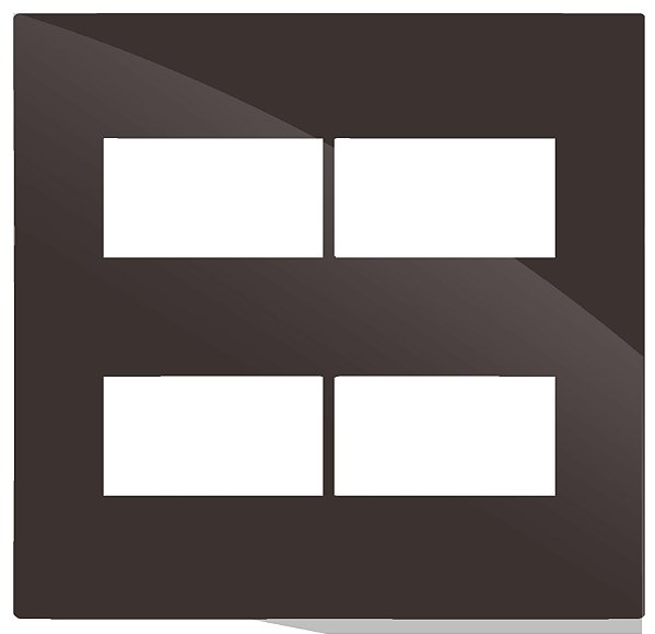 PLACA P/ 4 MODULOS COM SUPORTE 4X4 - RECTA CHOCOLATE GLOSS