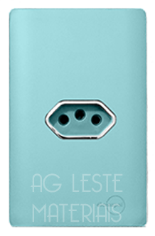 CJ TOMADA 10A HORIZONTAL COM SUPORTE 4X2 - DICOMPEL NOVARA CELESTE CROMADO  - DNV1500/29CLCR