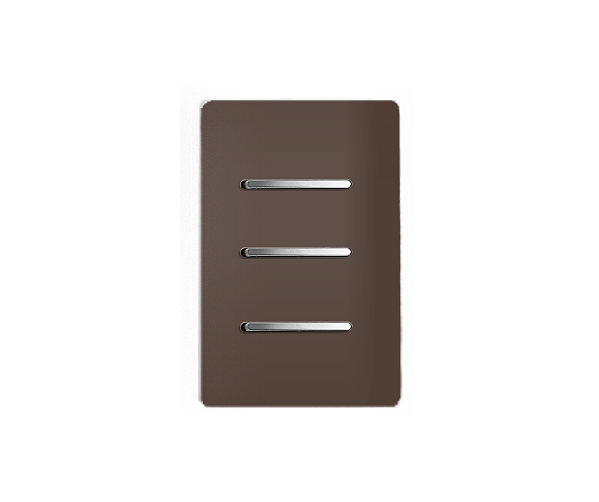 CJ INTERRUPTOR TRIPLO PARALELO COM SUPORTE 4X2 - DICOMPEL NOVARA MARROM FOSCO CROMADO  - DNV1500/9MFCR