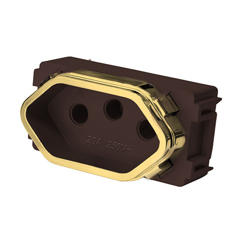 MODULO TOMADA 20A - DICOMPEL NOVARA MARROM FOSCO GOLD