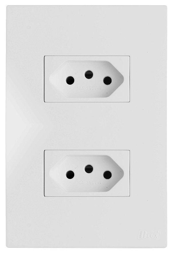 CJ TOMADA DUPLA 10A + 20A  4X2 - RECTA BRANCO SATIN FOSCO - BRS12549-1BR