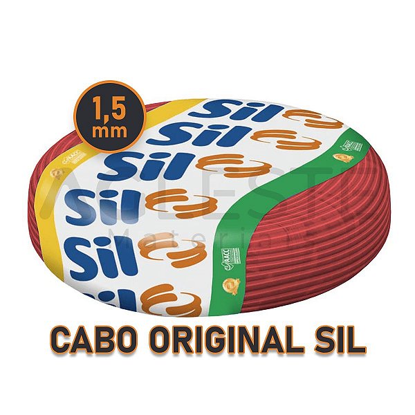 FIO ELETRICO CABO 1,5MM ROLO COM 100 METROS VERMELHO - SIL