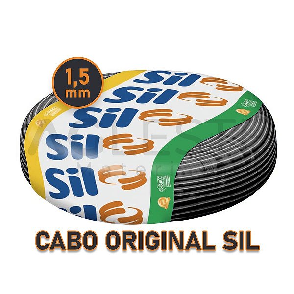 FIO ELETRICO CABO FLEXIVEL 1,5MM ROLO COM 100 METROS  PRETO - SIL