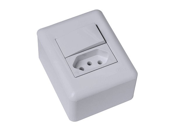 CJ INTERRUPTOR SIMPLES + TOMADA 20A SOBREPOR - BLUX OVERLAP BRANCO - BO11111-2BR