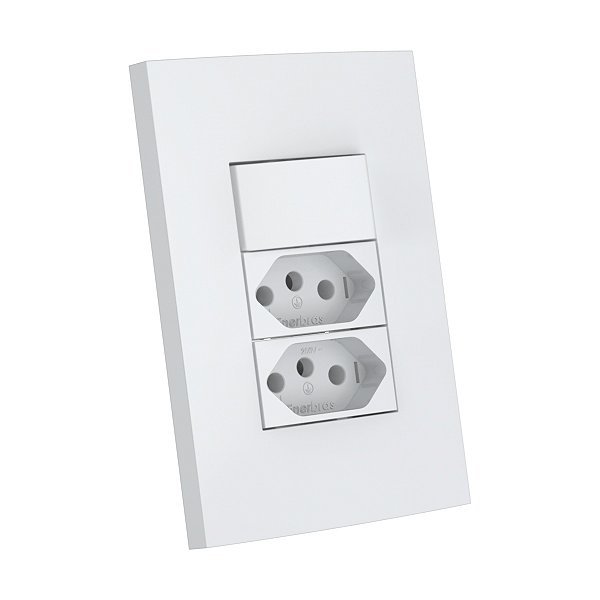 CJ INTERRUPTOR PARALELO + TOMADA DUPLA 10A 4X2 - ENERBRAS DUBAI BRANCO