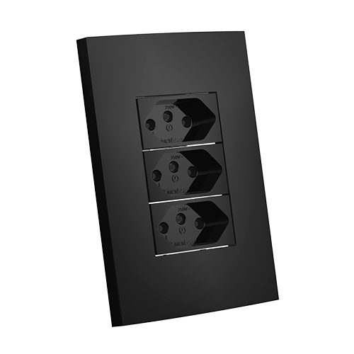 CJ TOMADA TRIPLA 10A 4X2 - ENERBRAS DUBAI PRETO