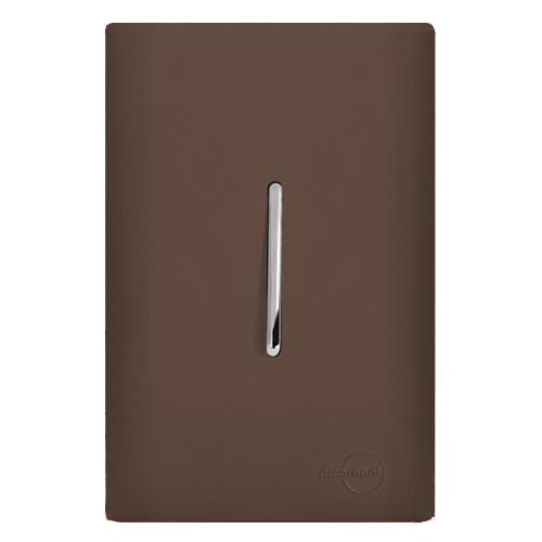 CJ INTERRUPTOR SIMPLES VERTICAL COM SUPORTE 4X2 - DICOMPEL NOVARA MARROM FOSCO CROMADO  - DNV1500/1MFCR