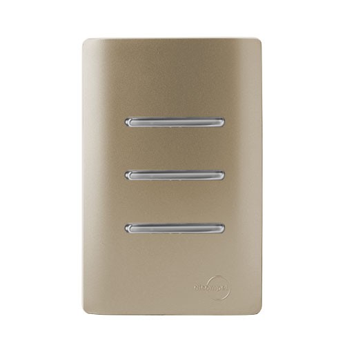 CJ INTERRUPTOR TRIPLO SIMPLES 4X2 - NOVARA CHAMPANHE CROMADO
