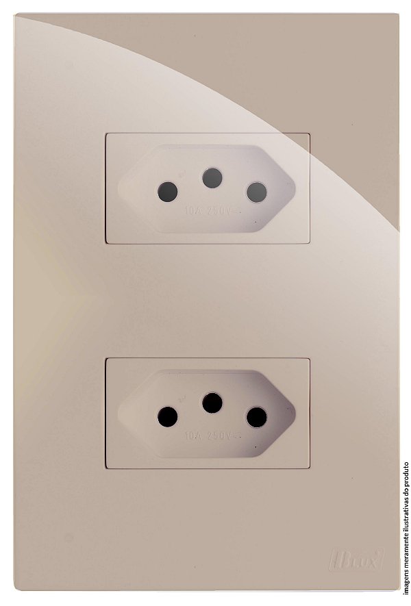 CJ TOMADA DUPLA 10A +  20A 4X2 - RECTA AREIA GLOSS