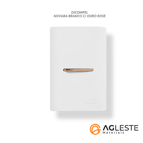 CJ INTERRUPTOR INTERMEDIARIO HORIZONTAL  4X2 - DICOMPEL NOVARA BRANCO C/ OURO ROSE