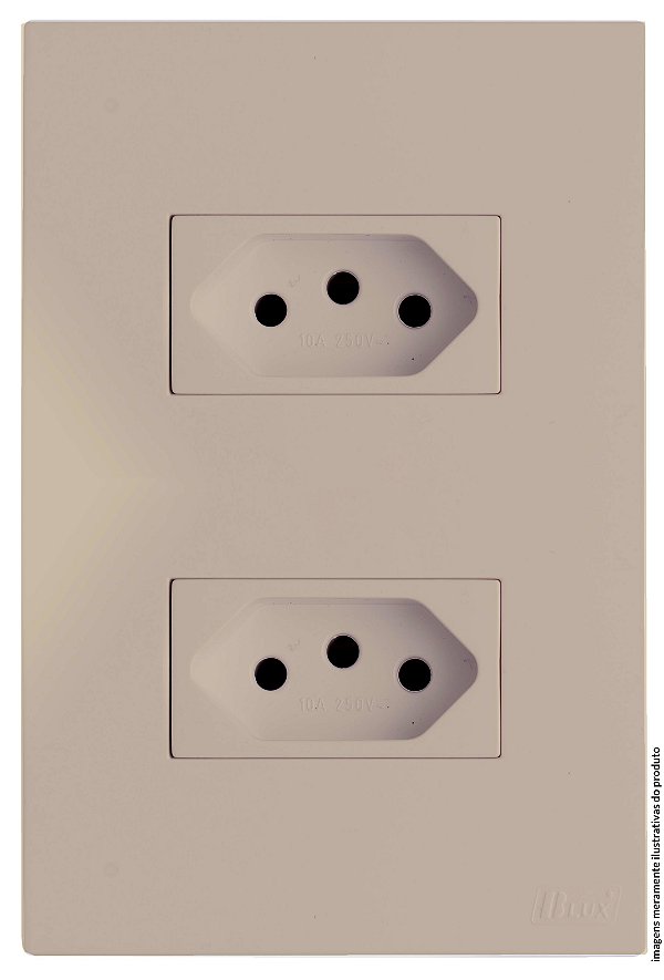CJ TOMADA DUPLA 10 + 20A 4X2 - RECTA AREIA SATIN FOSCO
