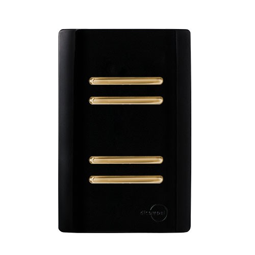 CJ INTERRUPTOR QUADRUPLO SIMPLES (ESPECIAL) 4X2 - NOVARA PRETO BRILHANTE GOLD