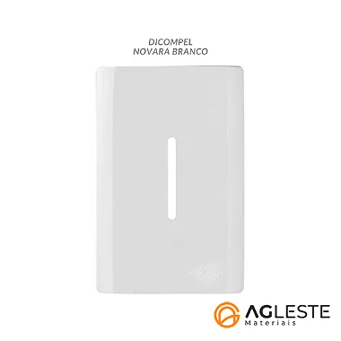 PLACA P/ 1 INTERRUPTOR  VERTICAL COM SUPORTE 4X2 - DICOMPEL NOVARA BRANCO - DNV1100/123BR