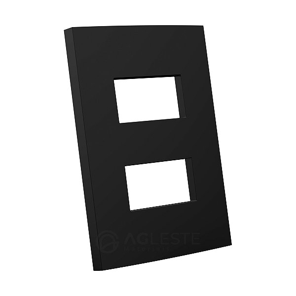 PLACA P/ 2 MODULOS SEPA. COM SUP. 4X2-ENERBRAS DUBAI PRETO