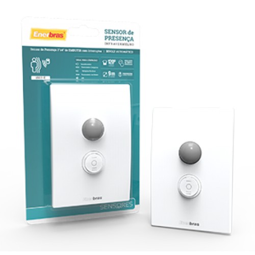 SENSOR DE PRESENÇA COM INTERRUPTOR 4X2 - ENERBRAS 1503-E