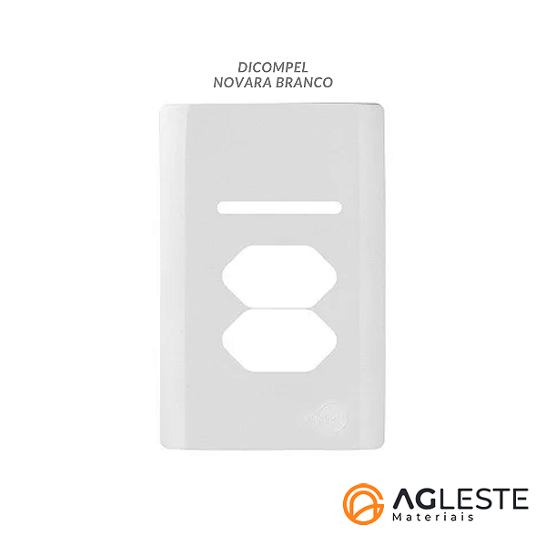 PLACA P/ 1 INTERRUPTOR + 2 TOMADAS  4X2 - NOVARA BRANCO