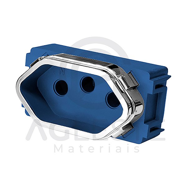 MODULO TOMADA 10A - DICOMPEL NOVARA AZUL FOSCO CROMADO