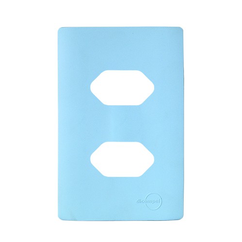 PLACA P/ 2 TOMADAS HORIZONTAIS 4X2 - NOVARA AZUL CELESTE