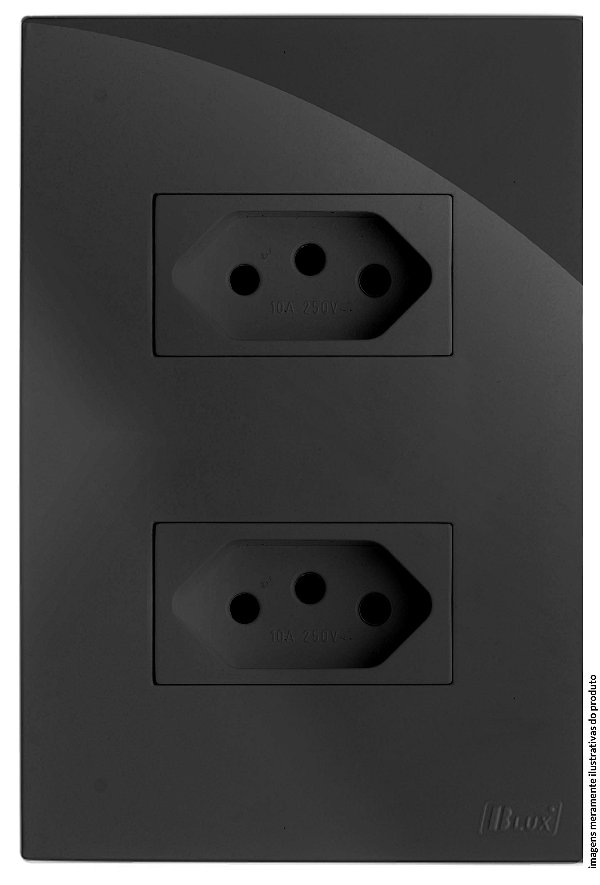CJ TOMADA DUPLA 10A + 20A 4X2 - RECTA GRAFITE GLOSS