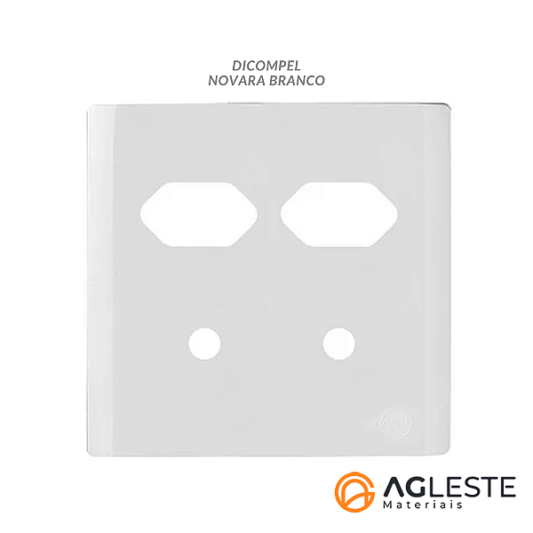 PLACA P/ 2 TOMADAS + 2 FUROS COM SUPORTE 4X4 - NOVARA BRANCO