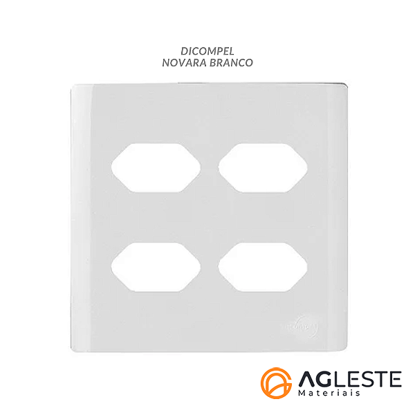 PLACA P/ 4 TOMADAS COM SUPORTE 4X4 - NOVARA BRANCO