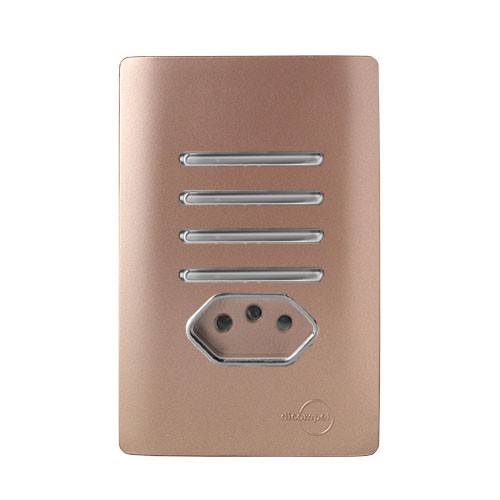 CJ INTERRUPTOR QUADRUPLO PARALELO + TOMADA 10A (ESPECIAL) 4X2 - NOVARA OURO ROSE CROMADO