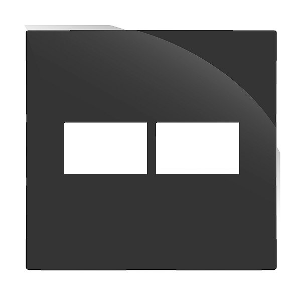 PLACA P/ 2 MODULOS COM SUPORTE 4X4 -  RECTA GRAFITE GLOSS