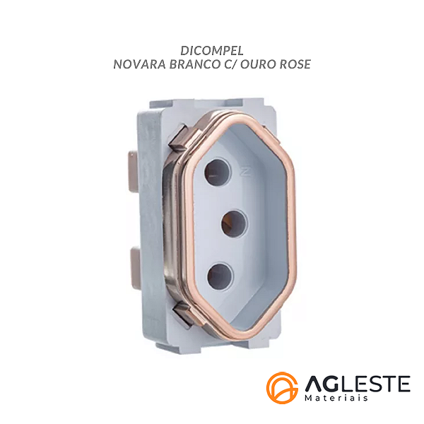 MODULO TOMADA 20A - DICOMPEL NOVARA BRANCO C/ OURO ROSE