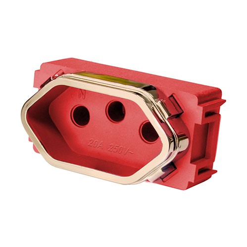 MODULO TOMADA 20A VERMELHO - DICOMPEL NOVARA OURO ROSE/ OURO ROSE