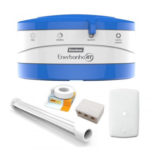 KIT CHUVEIRO ENERBANHO 4T (127V~5500W) - ENERBRAS AZUL - KITENERBANHOAZUL