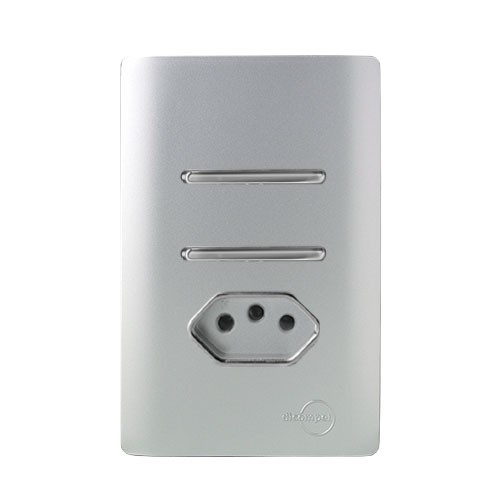 CJ INTERRUPTOR DUPLO PARALELO + TOMADA 10A 4X2 - NOVARA PRATA CROMADO