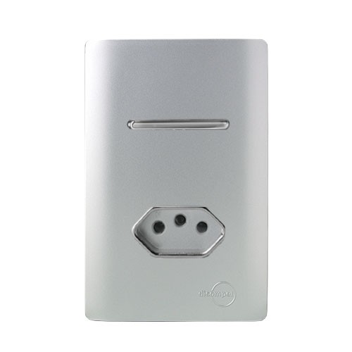 CJ INTERRUPTOR PARALELO + TOMADA 10A 4X2 - NOVARA PRATA CROMADO