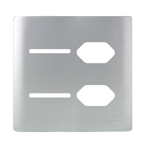 PLACA P/ 2 INTERRUPTORES + 2 TOMADAS C/ SUPORTE 4X4 - NOVARA PRATA