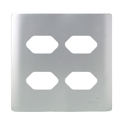 PLACA P/ 4 TOMADAS HORIZONTAIS C/ SUPORTE 4X4 - NOVARA PRATA