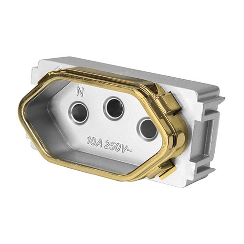 MODULO TOMADA 10A - DICOMPEL NOVARA PRATA GOLD