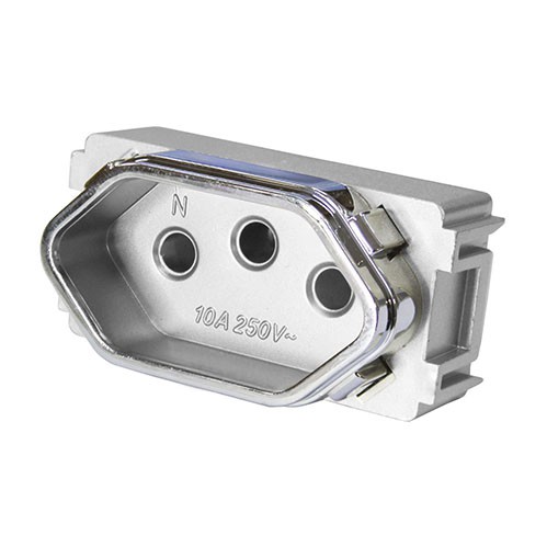 MODULO TOMADA 10A - NOVARA PRATA CROMADO