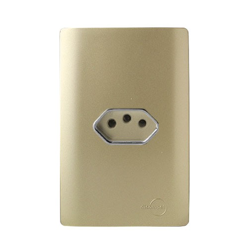 CJ TOMADA 10A HORIZONTAL  4X2 - NOVARA DOURADO CROMADO