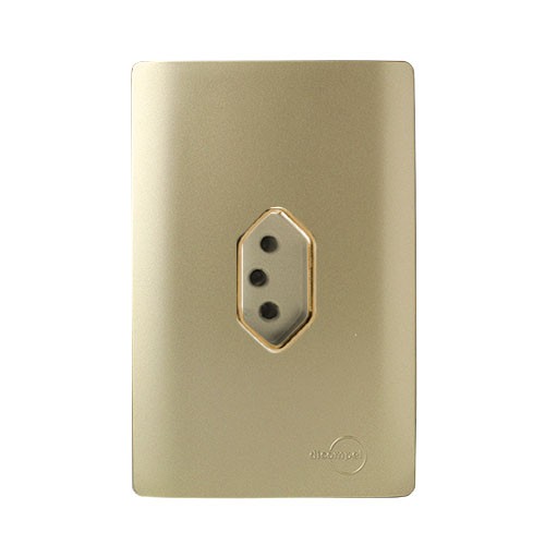 CJ TOMADA 10A VERTICAL 4X2 -  NOVARA DOURADO CROMADO