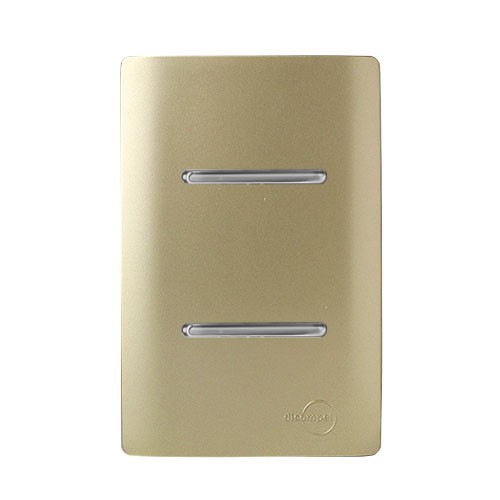 CJ INTERRUPTOR DUPLO SIMPLES  4X2 - NOVARA DOURADO CROMADO