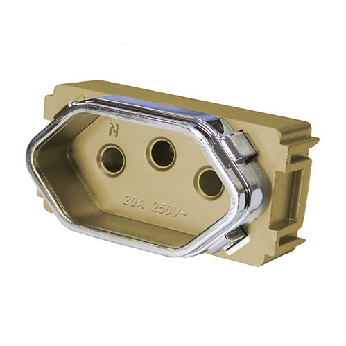 MODULO TOMADA 20A - DICOMPEL NOVARA DOURADO CROMADO