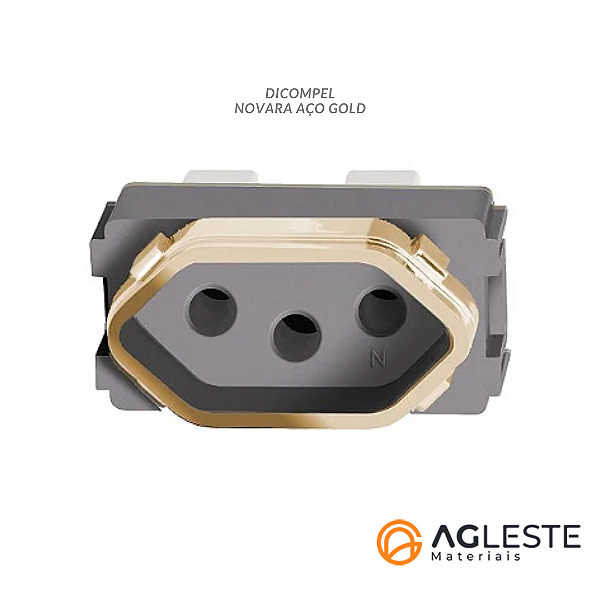 MODULO TOMADA 10A - DICOMPEL NOVARA AÇO GOLD