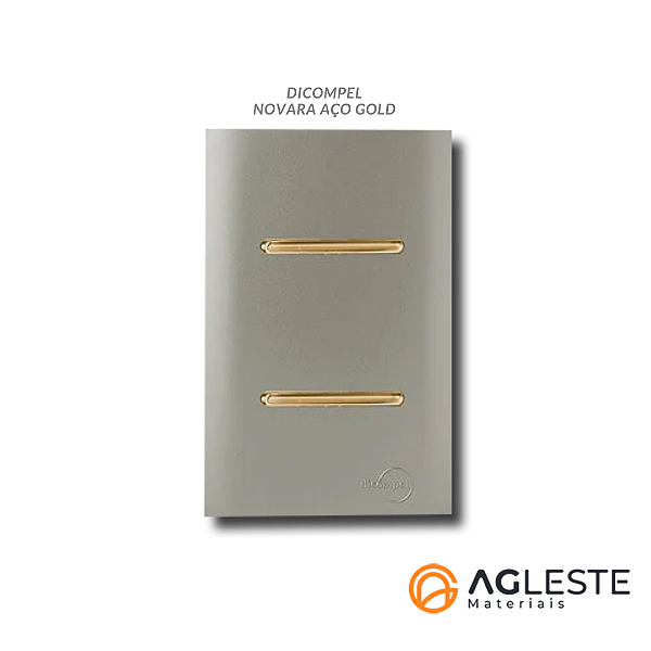 CJ INTERRUPTOR DUPLO PARALELO COM SUPORTE 4X2 - NOVARA AÇO GOLD