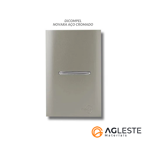 CJ INTERRUPTOR SIMPLES HORIZONTAL COM SUPORTE 4X2 - NOVARA AÇO CROMADO
