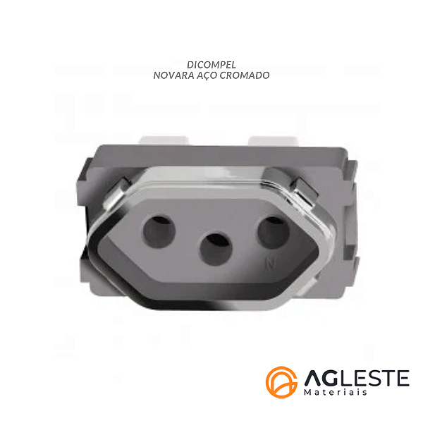 MODULO TOMADA 10A - DICOMPEL NOVARA AÇO CROMADO
